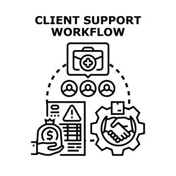 Client support workflow process for problem solving and service Stock Illustration