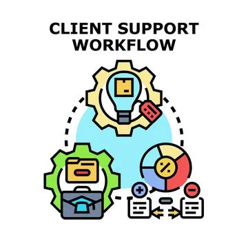 Client support workflow system vector illustration concept 스톡 일러스트