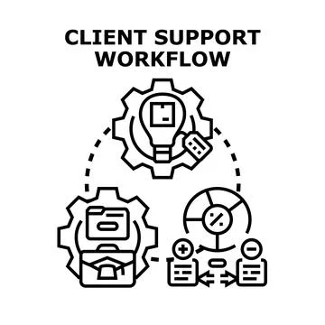 Client support workflow system vector illustration concept Stock Illustration