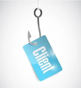 Client tag and fishing hook illustration design 스톡 일러스트