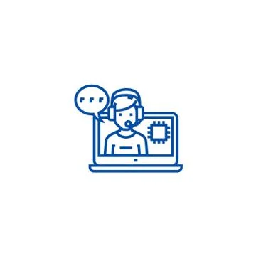 Client technical service line icon concept. Client technical service flat vector Illustrazione stock