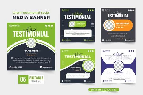 Client testimonial bundle and website review section vector with dark backgro Stock Illustration