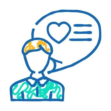 Client like testimonial icon doodle illustration Illustrazione stock