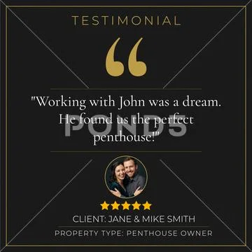 Client Testimonial Review Social Media PSD Template for Real Estate Modello PSD