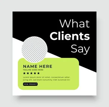 Client Testimonial Template with Profile Picture and Rating for Social Media Stock Illustration