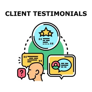Client testimonials feedback customer review evaluation concept Stock Illustration