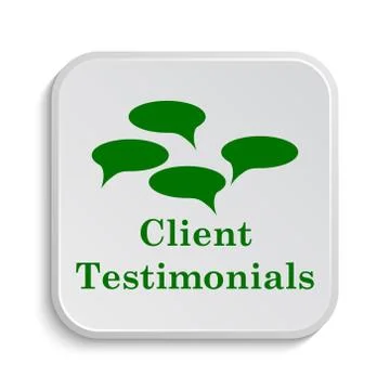 Client testimonials icon. Internet button on white background.. 스톡 일러스트