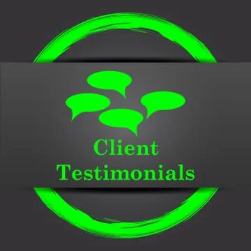 Client testimonials icon. Internet button with green on grey background.. 스톡 일러스트
