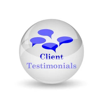 Client testimonials icon. Internet button on white background.. 스톡 일러스트