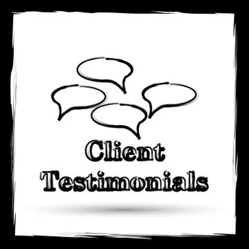Client testimonials icon. Internet button on white background. Outline design Stock Illustration