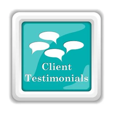 Client testimonials icon. Internet button on white background.. Stock Illustration