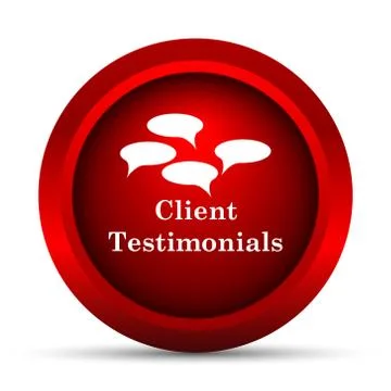 Client testimonials icon. Internet button on white background.. 스톡 일러스트