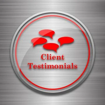Client testimonials icon. Internet button on metallic background.. Stock Illustration