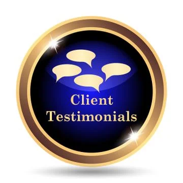Client testimonials icon. Internet button on white background.. Stock Illustration