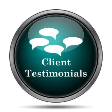 Client testimonials icon. Internet button on white background.. 스톡 일러스트