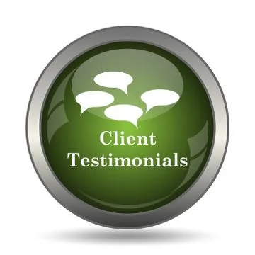 Client testimonials icon. Internet button on white background. . Stock Illustration