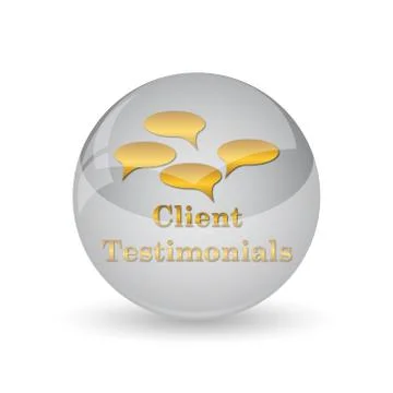 Client testimonials icon. Internet button on white background. . 스톡 일러스트