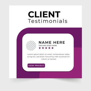 Client testimonials template with rating and call to action button Stock Illustration