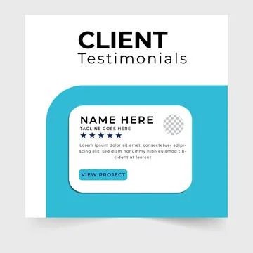 Client testimonials template with star ratings and text for business feedback Stock Illustration