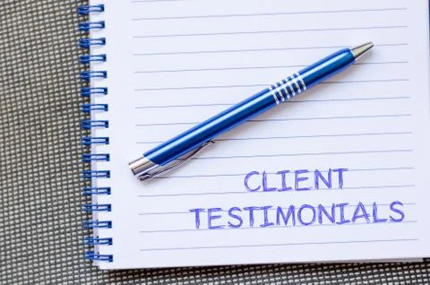 Client testimonials write on notebook Stock Photos