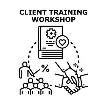 Client training workshop concept with professional educating people Stockillustratie