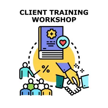 Client training workshop concept with professional educating people Ilustración de archivo