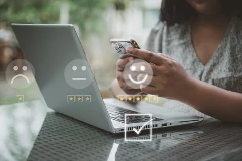 Client User Assessment Satisfaction Feedback Ranking on Smartphone. Evaluatio Stock Photos