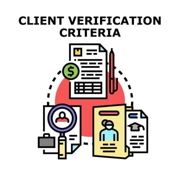 Client verification criteria process icon concept Stock Illustration