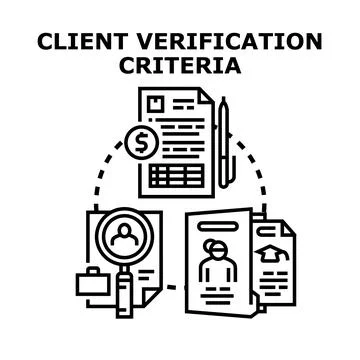 Client verification criteria process icon concept Stock Illustration