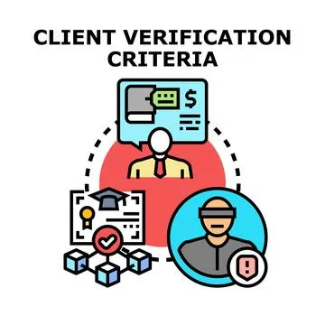 Client verification criteria process managing digital identity 스톡 일러스트