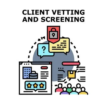 Client vetting and screening process for business analysis Stock Illustration