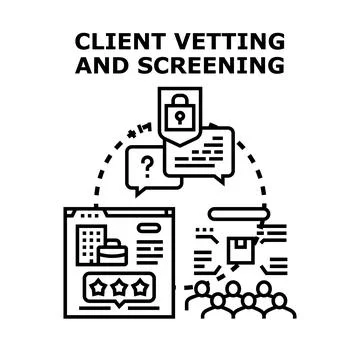 Client vetting and screening process for business analysis Stock Illustration