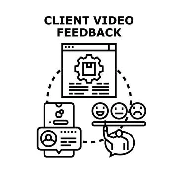 Client video feedback delivering online service evaluation Stock Illustration