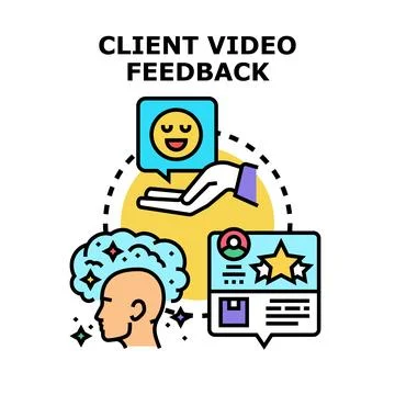 Client video feedback delivering positive emotional reviews Stock Illustration