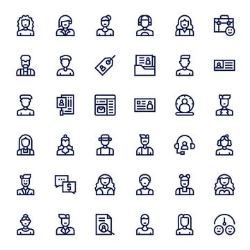 Client Visual Pack containing 36 Bold Line PIXEL Perfect Vector Icons Stock Illustration