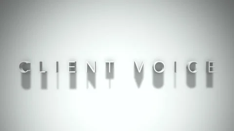 Client voice 3D title animation white text on a white background Stock Footage 299823959