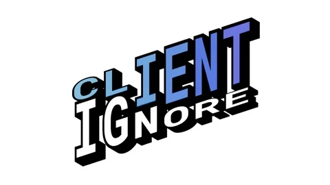 CLIENT vs IGNORE, 3D Text Animation in Isometric View with Opposite Word Motion Stock Footage 314263366