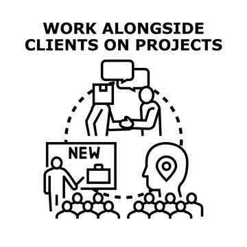 Clients and team collaborating on new project development strategy Stock Illustration
