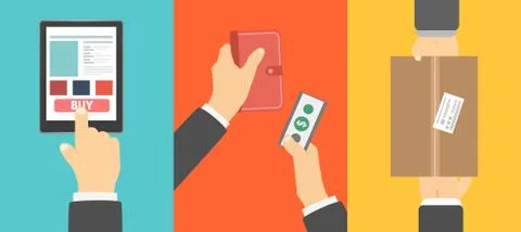 Clients hands purchasing work Stock Illustration