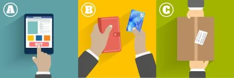 Clients hands purchasing work Stock Illustration