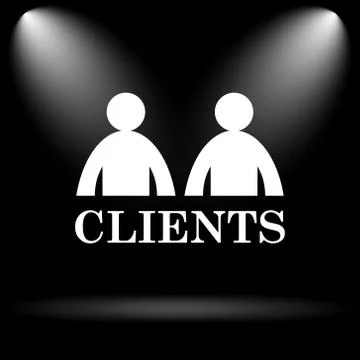 Clients icon. Internet button on black background.. Stock Illustration