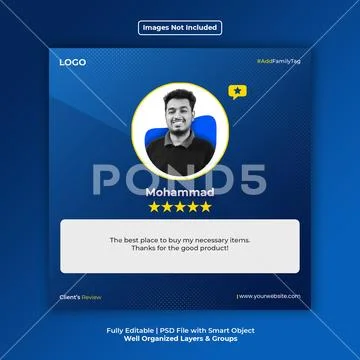 Clients review social media post template PSD Template