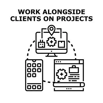 Clients working together on project development Illustrazione stock