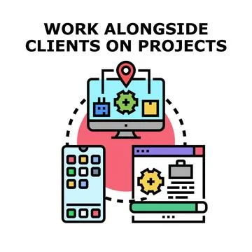 Clients working together on project development 스톡 일러스트