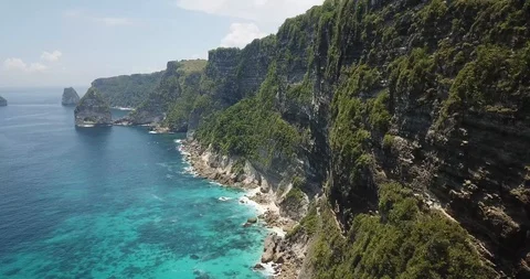 Cliff and Ocean Drone Shot Bali Stock Footage 106787149