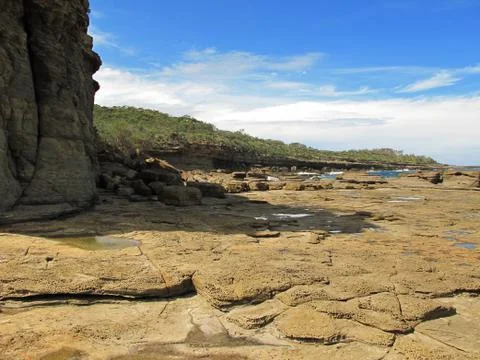 Cliff and tidal platform Stock Photos