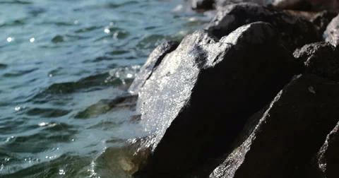 Cliff and waves Stock Footage 52597155