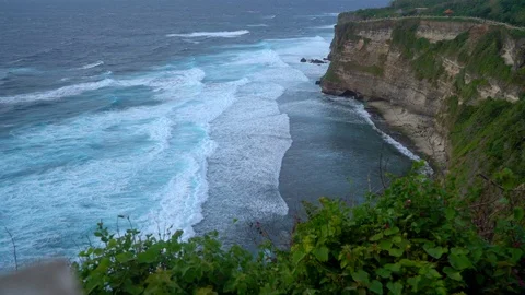 Cliff And The Waves Of Indian Ocean In Bali View From Uluwatu Temple 4k Stock Footage 104538116