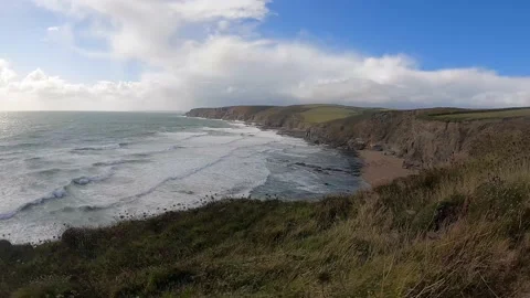 Cliff Coast Cornwall England Video stock 162258304