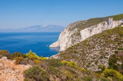 Cliff coast of Zakynthos Island Stock Photos